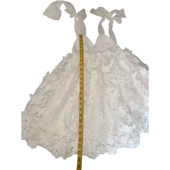 The Post‎ Women’s 3D Butterfly Babydoll Mini Dress V-neck Backless White Small - Picture 9 of 10